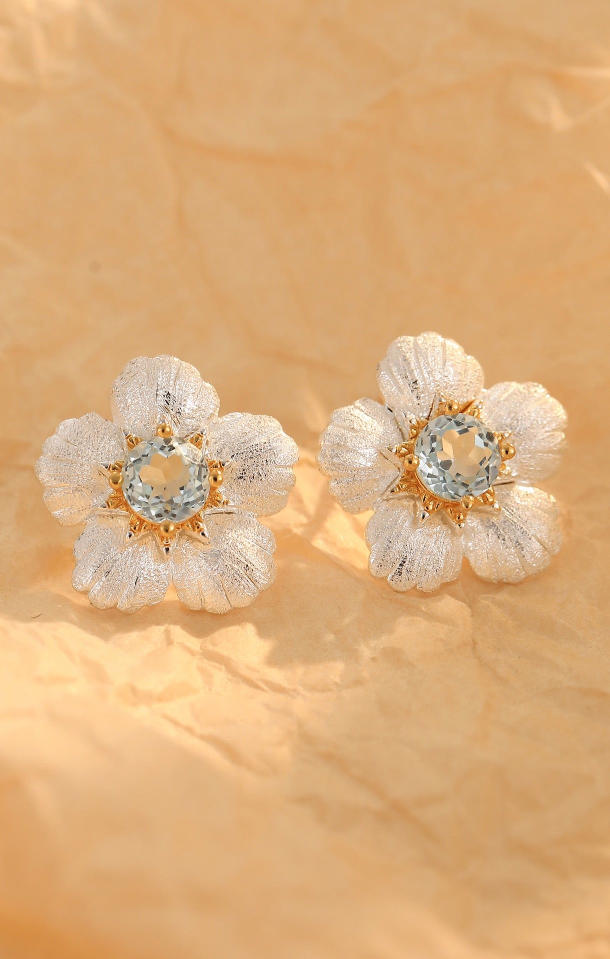 Natural Topaz Flower Earrings