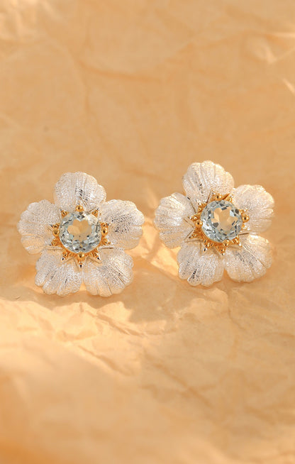 Natural Topaz Flower Earrings