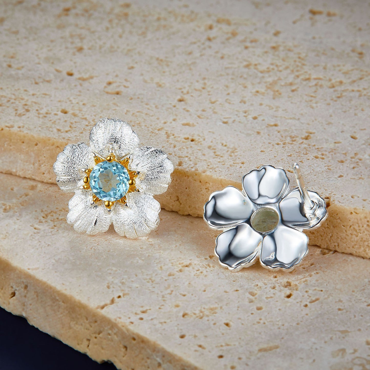 Natural Topaz Flower Earrings