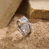 Modern Scale 925 Sterling Silver Wide Adjustable Ring