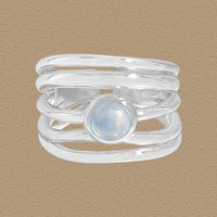 Multi-Layer Round Blue Cubic Zirconia Adjustable Ring