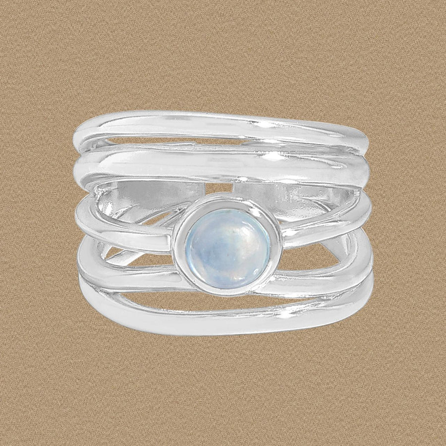 Multi-Layer Round Blue Cubic Zirconia Adjustable Ring