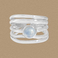 Multi-Layer Round Blue Cubic Zirconia Adjustable Ring