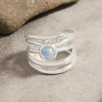 Multi-Layer Round Blue Cubic Zirconia Adjustable Ring
