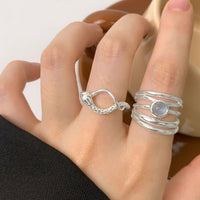 Multi-Layer Round Blue Cubic Zirconia Adjustable Ring