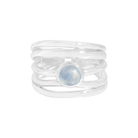Multi-Layer Round Blue Cubic Zirconia Adjustable Ring