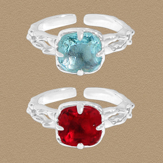 Radiant CZ Adjustable Sterling Silver Ring