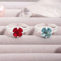 Radiant Crystal Adjustable Sterling Silver Ring