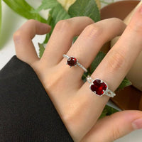 Radiant Crystal Adjustable Sterling Silver Ring