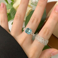 Radiant Crystal Adjustable Sterling Silver Ring