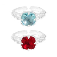 Radiant Crystal Adjustable Sterling Silver Ring