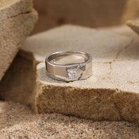Men's Irregular Broken Pattern Crystal 925 Sterling Silver Adjustable Ring
