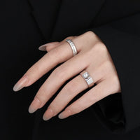 Men's Irregular Broken Pattern Crystal 925 Sterling Silver Adjustable Ring