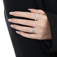Men's Irregular Broken Pattern Crystal 925 Sterling Silver Adjustable Ring