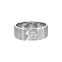 Men's Irregular Broken Pattern Crystal 925 Sterling Silver Adjustable Ring
