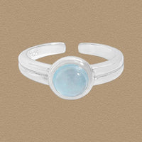 Simple Rond Blue Cubic Zirconia Adjustable Sterling Silver Ring