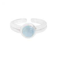 Simple Rond Blue Cubic Zirconia Adjustable Sterling Silver Ring