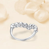 Colorful Crystal Bubble V Sterling Silver Ring