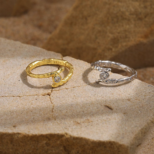 Irregular Round CZ Cross Adjustable Ring