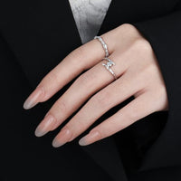 Irregular Round Crystal Cross Adjustable Ring