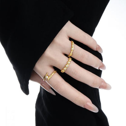 Irregular Round CZ Cross Adjustable Ring