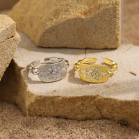 Cubic Zirconia Sunflower Adjustable Ring
