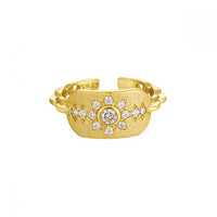 Cubic Zirconia Sunflower Adjustable Ring