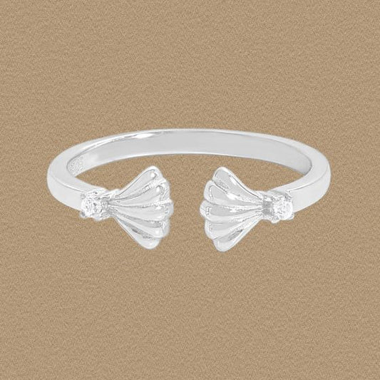 Double Shell Adjustable Sterling Silver Ring