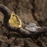 Big Leaf Twisted Adjustable Ring, 925 Sterling Silver