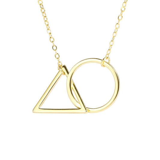 Geometric Round and Triangle Linked Necklace