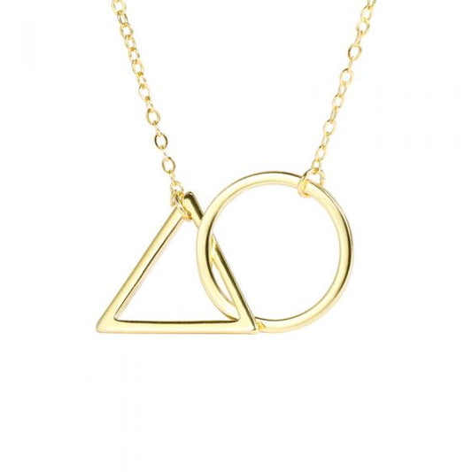 Geometric Round and Triangle Linked Necklace