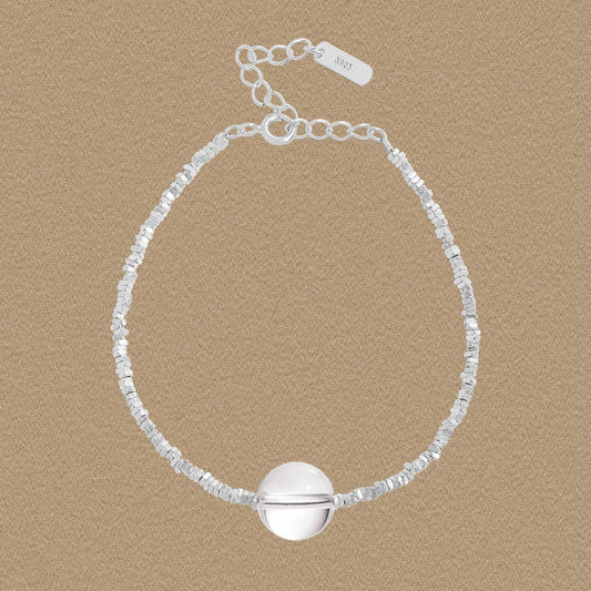Natural Crystal Pendant Bracelet in 925 Sterling Silver
