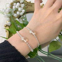 Natural Crystal Pendant Bracelet in 925 Sterling Silver