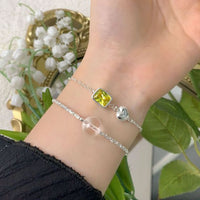Natural Crystal Pendant Bracelet in 925 Sterling Silver