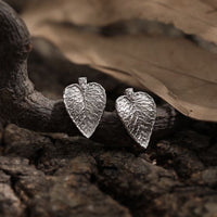 Irregular Leaf Crystal Sterling Silver Stud Earrings