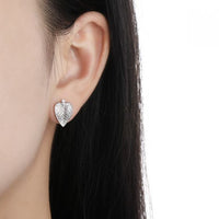 Irregular Leaf Crystal Sterling Silver Stud Earrings
