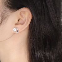 Shell Flower Crystal Garland Sterling Silver Stud Earrings