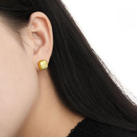 Geometric Square Heart Leaf 925 Sterling Silver Stud Earrings