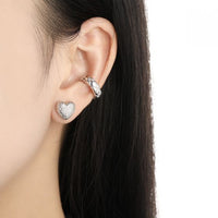 Geometric Square Heart Leaf 925 Sterling Silver Stud Earrings