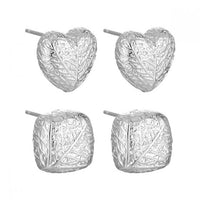 Geometric Square Heart Leaf 925 Sterling Silver Stud Earrings