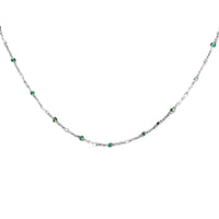 Geometric Multi-Layer Beaded Necklace with Green Accents in 925 Sterling Silver