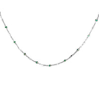 Geometric Multi-Layer Beaded Necklace with Green Accents in 925 Sterling Silver