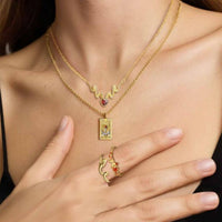 Tarot Card Heart Red Crystal Necklace, Earrings & Adjustable Ring Set