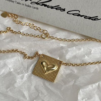 Vintage Square Heart Necklace in 925 Sterling Silver