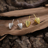 Irregular Triangular Pyramid Sterling Silver Stud Earrings