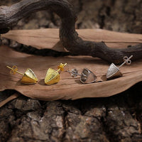 Irregular Triangular Pyramid Sterling Silver Stud Earrings