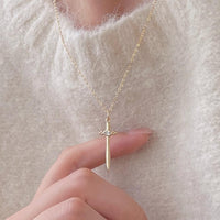 Crystal Cross Sword 925 Sterling Silver Necklace