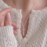 Crystal Cross Sword 925 Sterling Silver Necklace