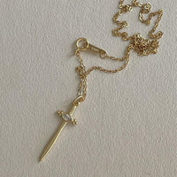 Crystal Cross Sword 925 Sterling Silver Necklace