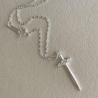 Crystal Cross Sword 925 Sterling Silver Necklace